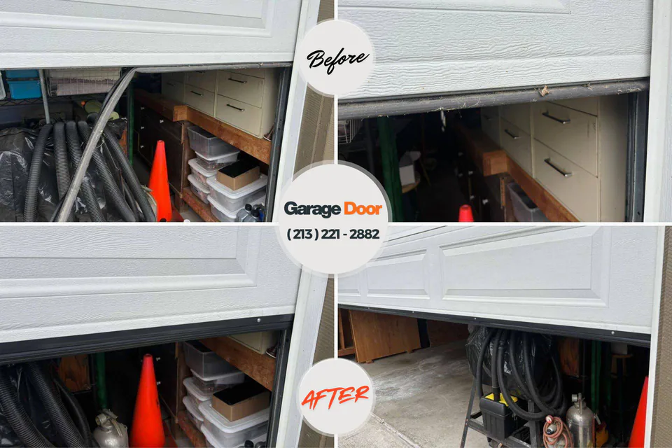 Before and after: garage door repair Rockaway Beach, OR